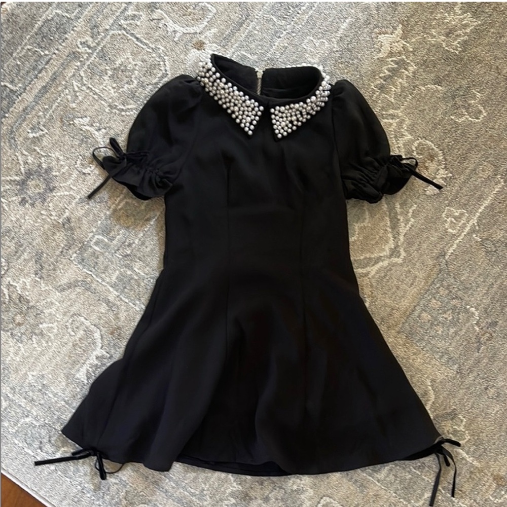 Ivy City Co Black Dress with Pearl Accents